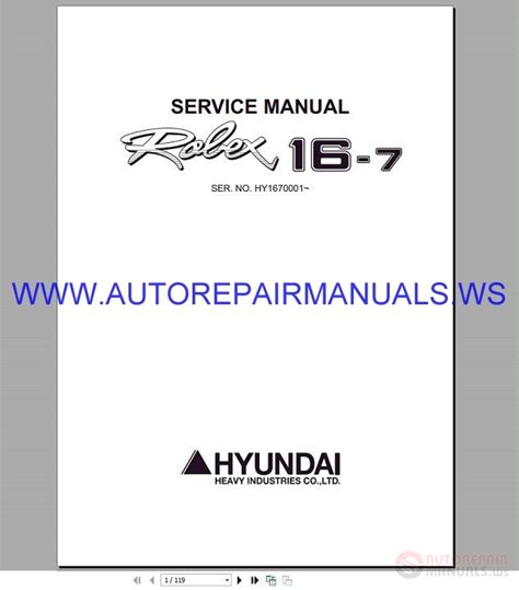 Hyundai Crawler Mini Excavator Robex 16 7 Service Manual