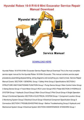 Hyundai Crawler Mini Excavator Robex 16 9 Operating Manual