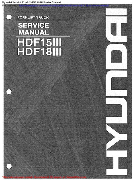 Hyundai Hdf15 18 5 Forklift Truck Workshop Service Repair Manual Download