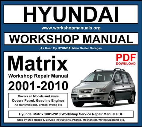 Hyundai Matrix Years 2001 2013 Service Manual