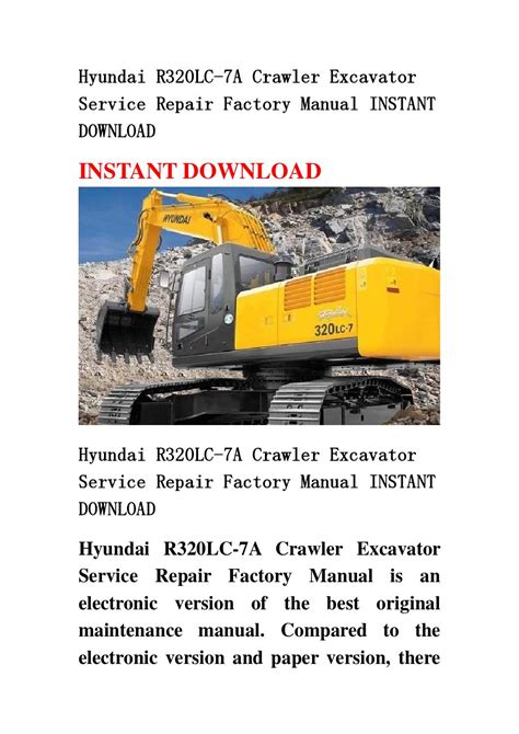 Hyundai R320lc 7a Crawler Excavator Factory Service Repair Manual Instant Download