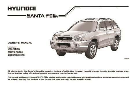 Hyundai Santa Fe 2004 Owners Manual