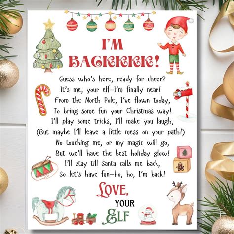 I'm Back Elf Letter Printable