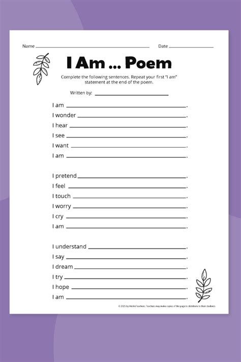 I Am Poems Template