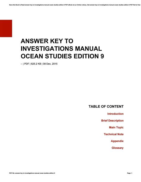 I Investigations Manual Ocean Studies Answers