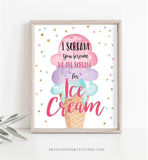 I Scream For Ice Cream Sign Free Printable
