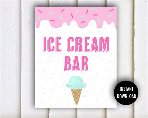 Ice Cream Bar Sign Printable Free