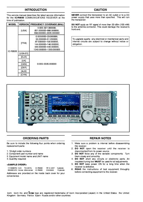 Icom Ic R9500 Service Repair Manual