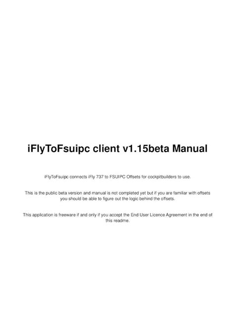 Iflytofsuipc Client V1 15beta Manual Flightdeck Solutions