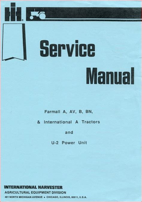 Ih Farmall A Av B Bn U 2 Power Unit Repair Service Manual Download