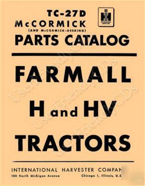 Ih Farmall H Hv Illustrated Parts Manual Ipc Catalog Tc 27
