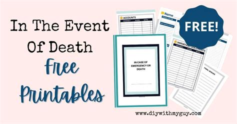 In The Event Of My Death Printables