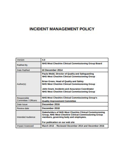 Incident Management Policy Template
