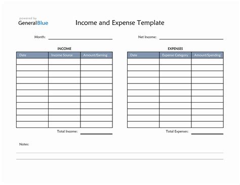 Income And Expenditure Template