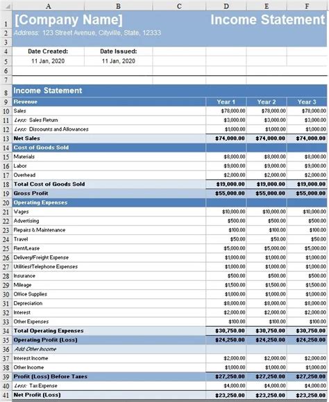 Income Report Template
