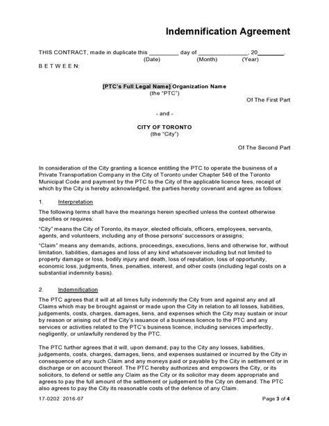 Indemnification Letter Template