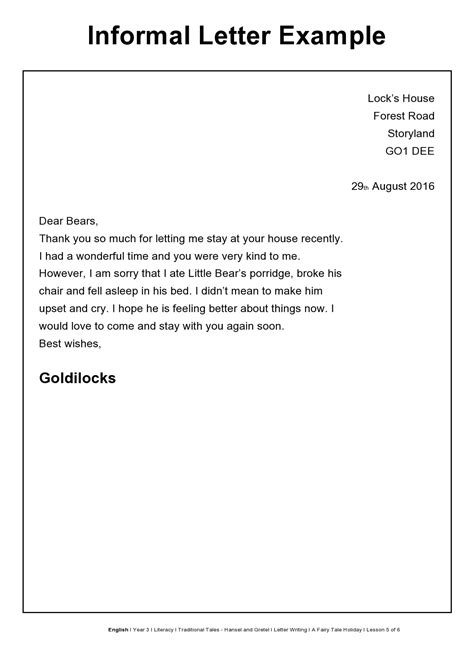 Informal Letter Template