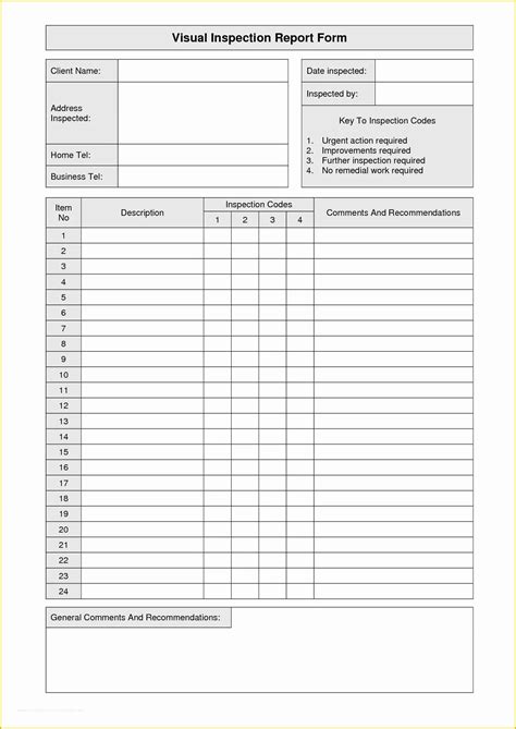 Inspection Report Template Word