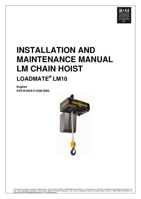 Installation Maintenance Manual R M Materials Handling