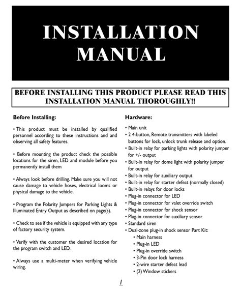 Installation Manual Black Widow Security