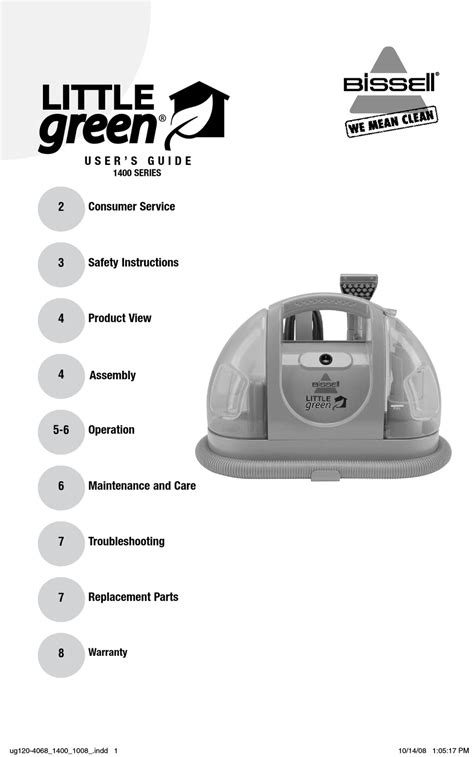 Instruction Manual Bissell Little Green Machine