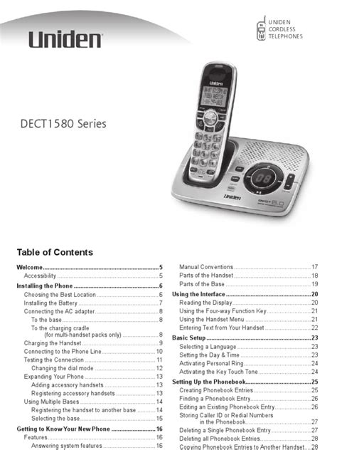 Instruction Manual For Uniden Cordless Phone