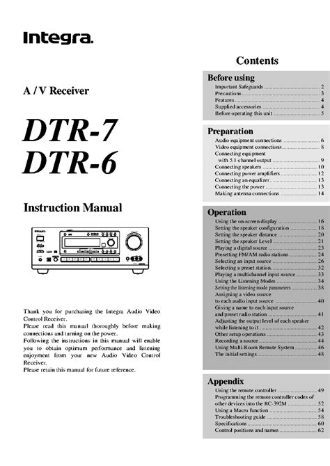 Integra Dtr 7 8 Av Receiver Service Manual Download