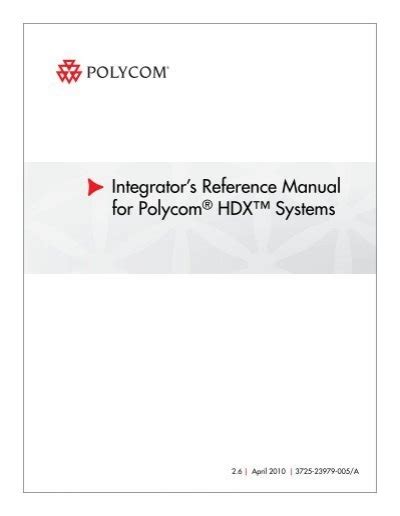 Integrators Reference Manual For Polycom Hdx Systems