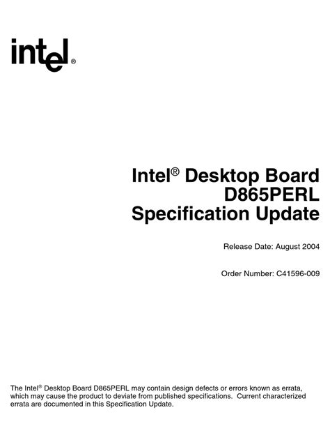 Intel Desktop Board D865perl Manual