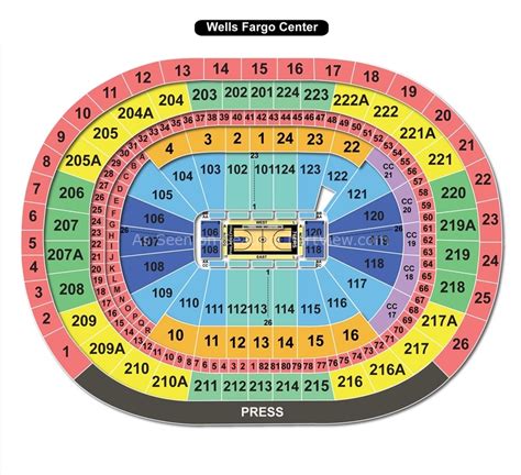 Interactive Wells Fargo Center Seating Chart With Seat Numbers