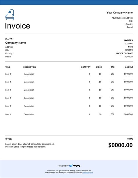 Interior Design Invoice Template
