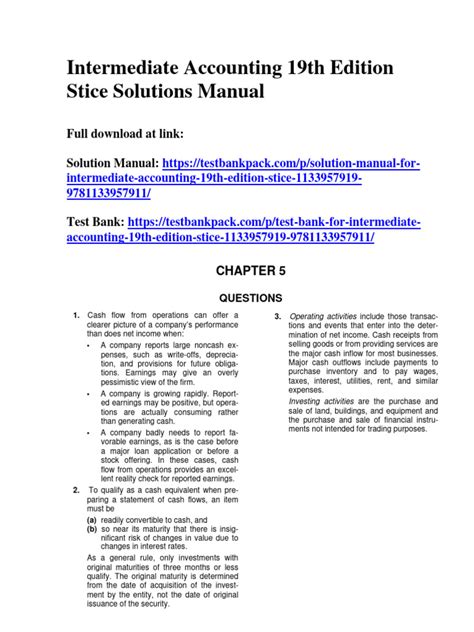 Intermediate Accounting Stice Solution Manual