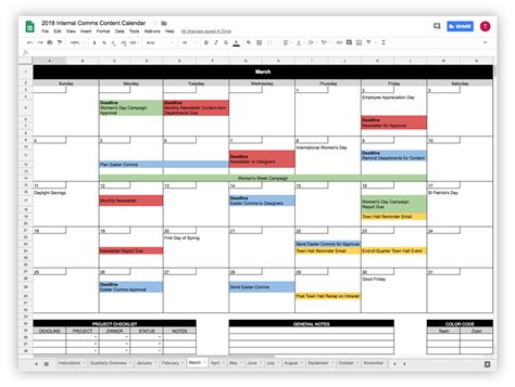 Internal Communications Calendar Template