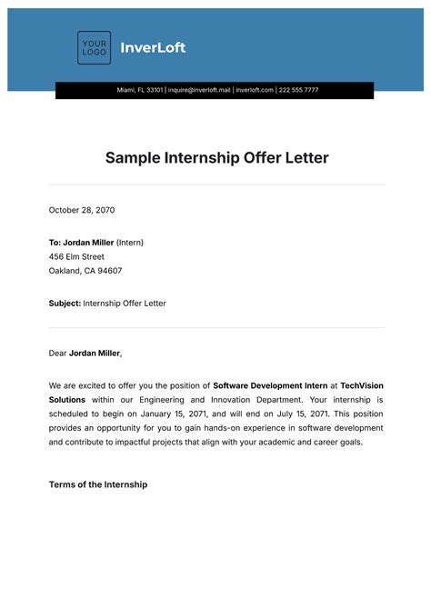 Internship Letter Template