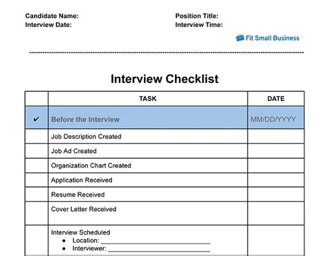 Interview Checklist Template