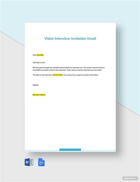 Interview Invitation Email Template