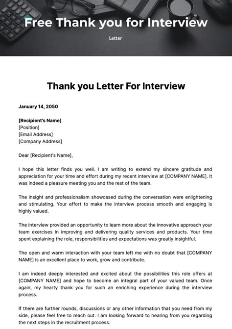 Interview Thank You Letters Template