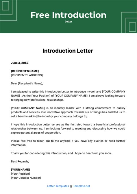 Introduction Letter Templates