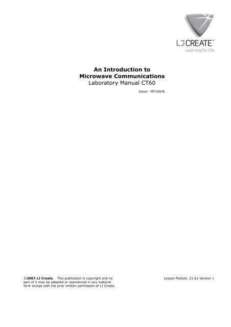 Introduction To Microwave Communications Laboratory Manual Ct60