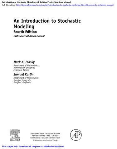 Introduction To Stochastic Modeling Instructor Solutions Manual