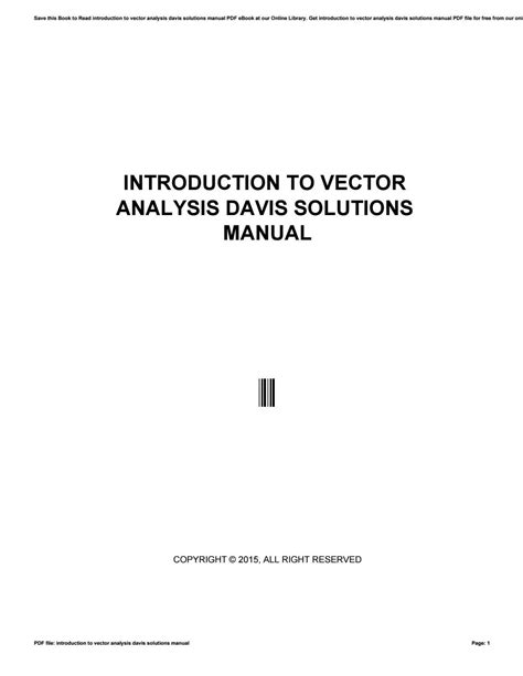 Introduction To Vector Analysis Davis Solutions Manual