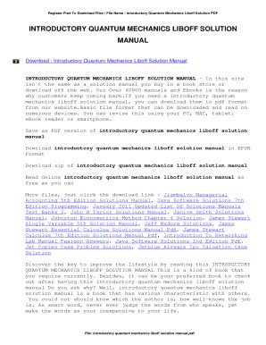 Introductory Quantum Mechanics Liboff Solution Manual