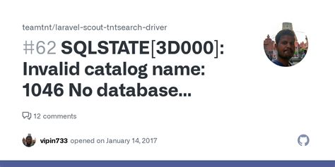 Invalid Catalog Name 1046 No Database Selected