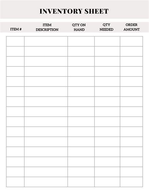 Inventory Form Template