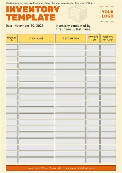 Inventory Spreadsheet Template Free