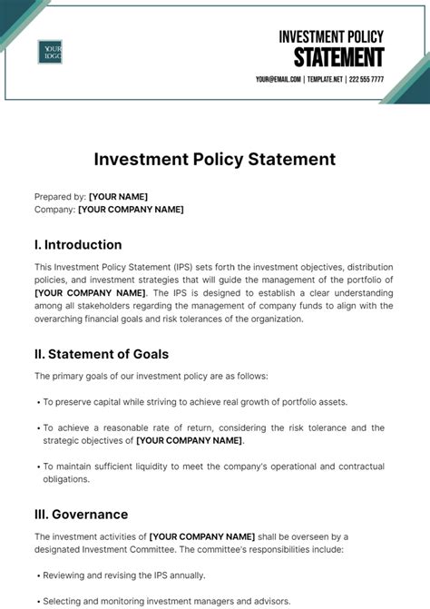 Investment Policy Template