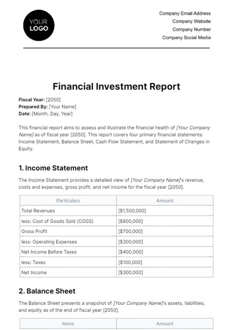Investor Report Template