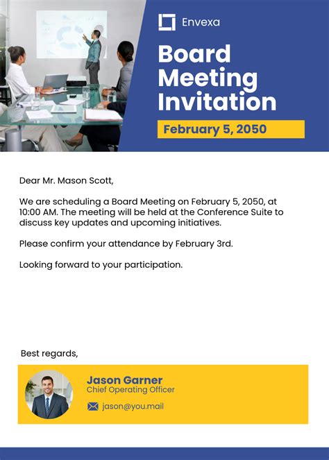 Invitation To Meeting Email Template