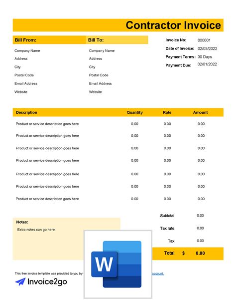 Invoice Contractor Template