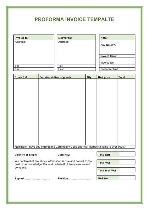 Invoice Proforma Template